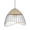 Pomax Suspensions-TRIX - lampe suspendue - métal / rotin - DIA 48 x H 32 cm - naturel/noir