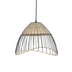 Pomax Suspensions-TRIX - lampe suspendue - métal / rotin - DIA 42 x H 28 cm - naturel/noir