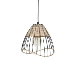 Pomax Suspensions-TRIX - lampe suspendue - métal / rotin - DIA 30 x H 28 - naturel/noir