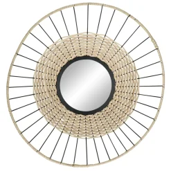 Pomax Miroirs-TRIX - miroir - métal / rotin - DIA 61 x H 18 cm - naturel/noir