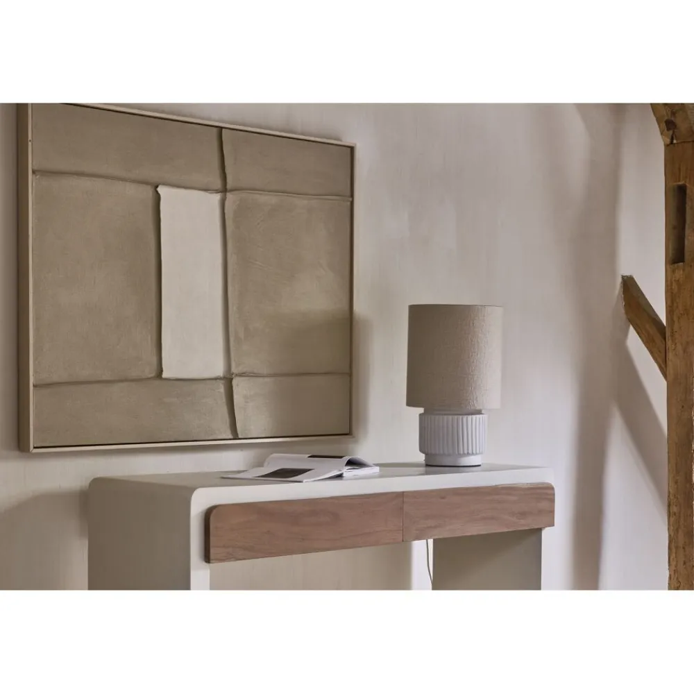 Pomax Consoles-VERONA - console 2 tiroirs - enduit à la chaux - L 120 x W 40 x H 80 cm - blanc cassé