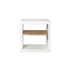 Pomax Étagères-VERONA - rack 1 étagère - enduit à la chaux / bois d'acacia - L 60 x W 50 x H 60 cm - blanc cassé