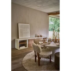 Pomax Étagères-VERONA - rack 1 étagère - enduit à la chaux / bois d'acacia - L 60 x W 50 x H 60 cm - blanc cassé