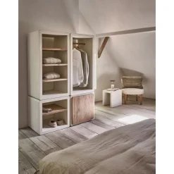Pomax Étagères-VERONA - rack 3 étagères - enduit à la chaux / bois d'acacia - L 60 x W 50 x H 120 cm - blanc cassé