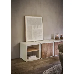 Pomax Étagères-VERONA - étagère 1 porte - enduit à la chaux - L 60 x W 50 x H 60 cm - blanc cassé