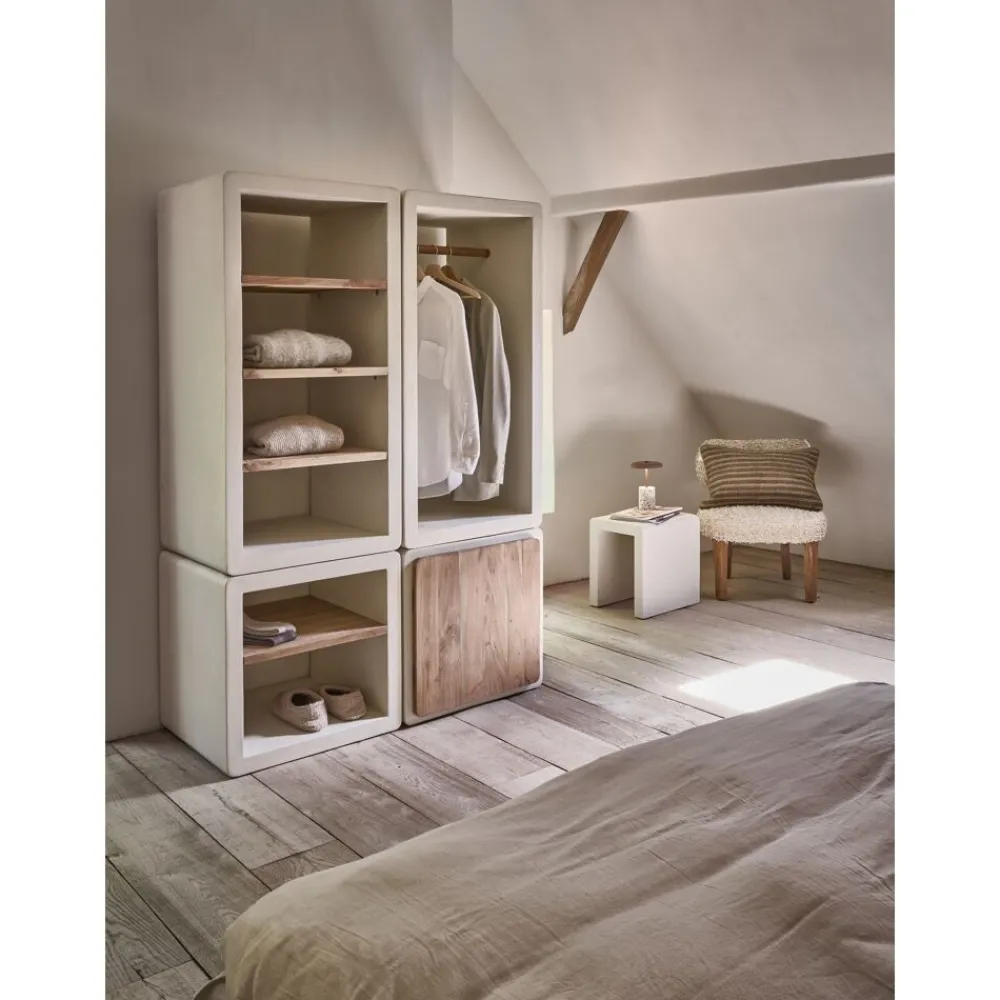 Pomax Étagères-VERONA - étagère 1 porte - enduit à la chaux - L 60 x W 50 x H 60 cm - blanc cassé
