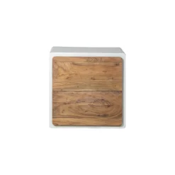 Pomax Étagères-VERONA - étagère 2 tiroirs - enduit à la chaux / bois d'acacia - L 60 x W 50 x H 60 cm - blanc cassé