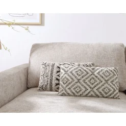 Pomax Coussins-VERSO - coussin - coton / viscose - L 50 x W 30 cm - noir/blanc