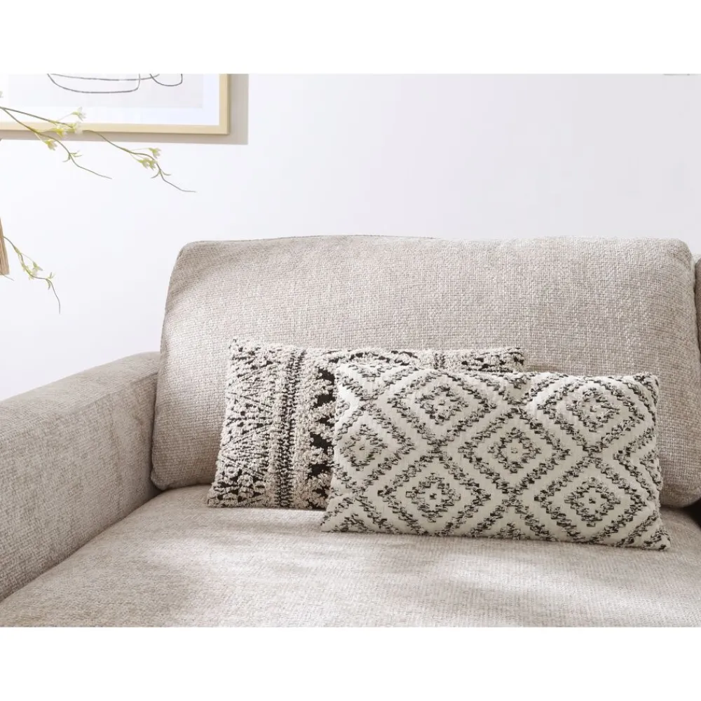 Pomax Coussins-VERSO - coussin - coton / viscose - L 50 x W 30 cm - noir/blanc