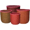 Pomax Bols & Paniers-WARNA - set/4 paniers - papier / jonc de mer - DIA 21/24/27/30 x H 21/24/27/30 cm - rouille