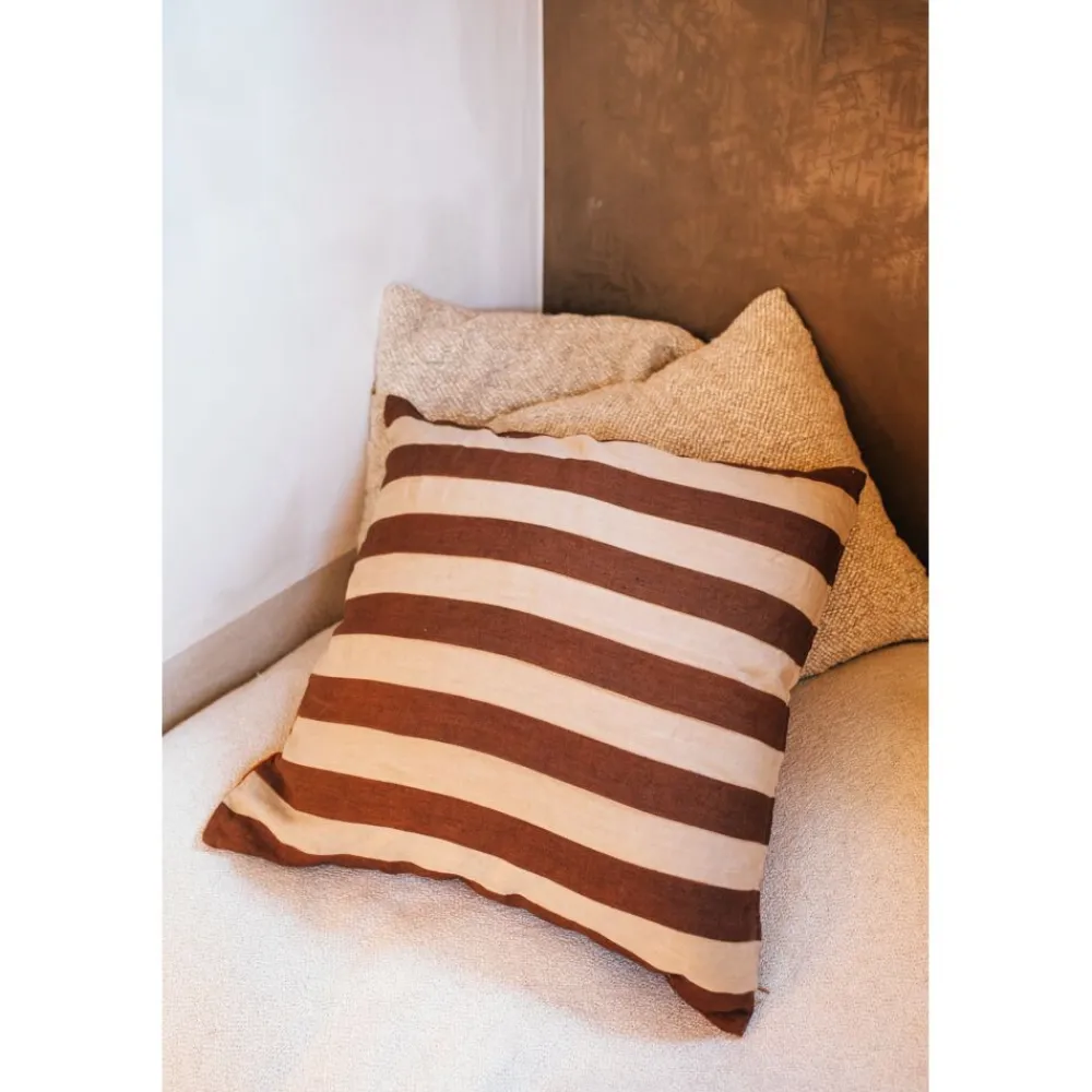 Pomax Coussins-WILDLIFE - coussin - lin / coton - L 60 x W 60 cm - chocolat