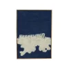 Pomax Tableau / Déco Murale-WOOLY - toile avec cadre - bois de mangier / laine - L 76 x W 6,5 x H 107 cm - bleu