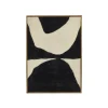 Pomax Tableau / Déco Murale-WOOLY - toile avec cadre - bois de mangier / laine - L 76 x W 6,5 x H 107 cm - noir/blanc