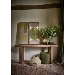 Pomax Tableau / Déco Murale-WOOLY - toile avec cadre - bois de mangier / laine - L 107 x W 46 x H 6,5 cm - mix de couleurs