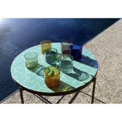 Pomax Concepts Modulaires-ZELLIX - dessus de table - zelliges marocaines - DIA 55 x H 2 cm - aqua